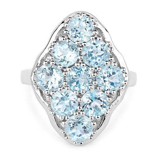 5.40 Carat Genuine Blue Topaz .925 Sterling Silver Ring on sale at MyriadMart