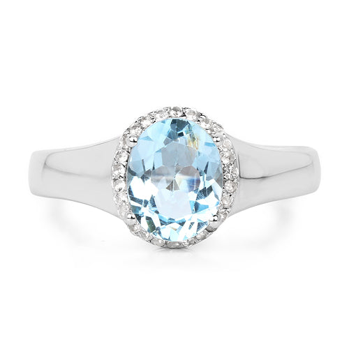 2.63 Carat Genuine Blue Topaz and White Topaz .925 Sterling Silver Ring on sale at MyriadMart