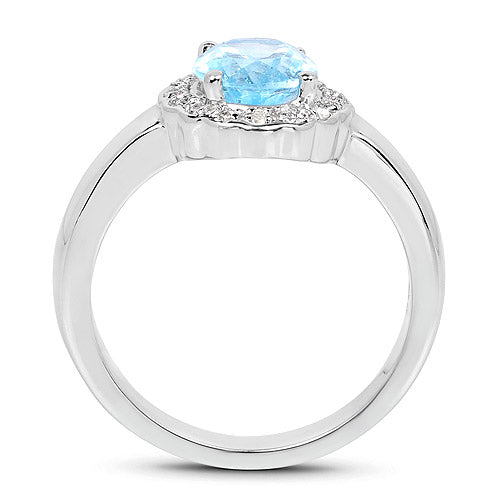 2.58 Carat Genuine Blue Topaz and White Topaz .925 Sterling Silver Ring on sale at MyriadMart