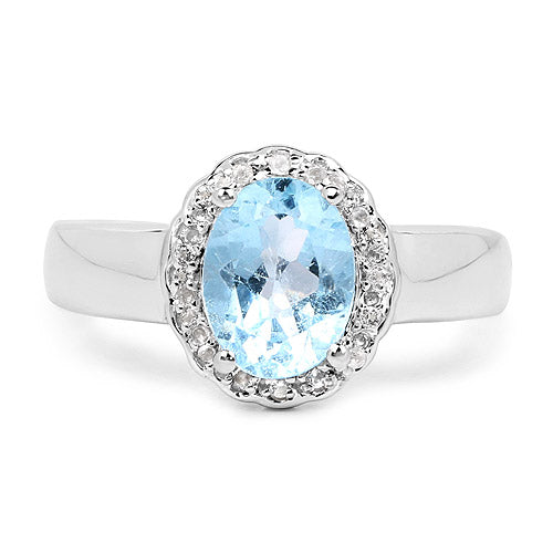 2.58 Carat Genuine Blue Topaz and White Topaz .925 Sterling Silver Ring on sale at MyriadMart