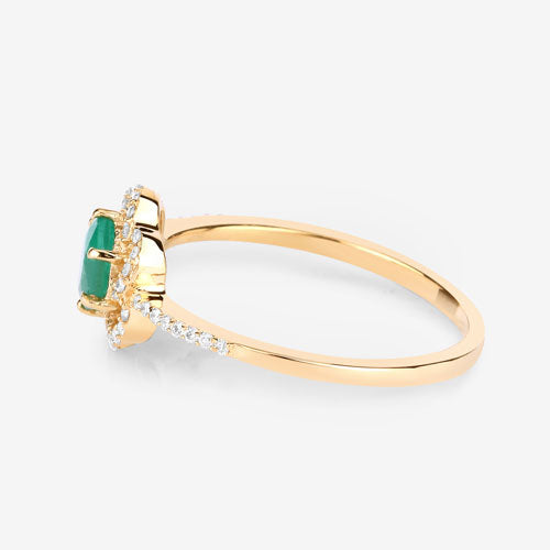 0.55 Carat Genuine Zambian Emerald and White Diamond 14K Yellow Gold Ring on sale at MyriadMart