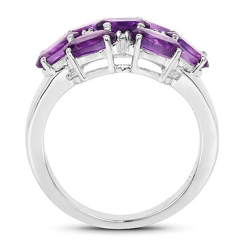 3.05 Carat Genuine Amethyst and White Topaz .925 Sterling Silver Ring on sale at MyriadMart