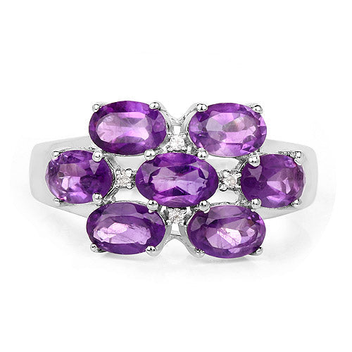 3.05 Carat Genuine Amethyst and White Topaz .925 Sterling Silver Ring on sale at MyriadMart