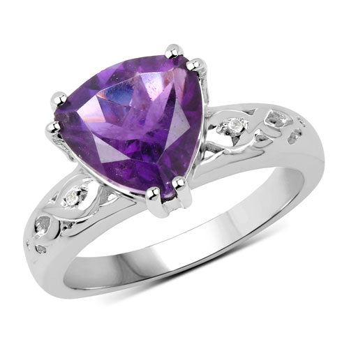 2.71 Carat Genuine Amethyst and White Topaz .925 Sterling Silver Ring on sale at MyriadMart