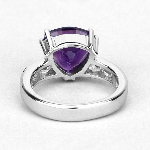 2.71 Carat Genuine Amethyst and White Topaz .925 Sterling Silver Ring on sale at MyriadMart