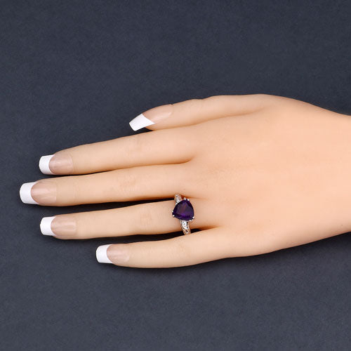 2.71 Carat Genuine Amethyst and White Topaz .925 Sterling Silver Ring on sale at MyriadMart
