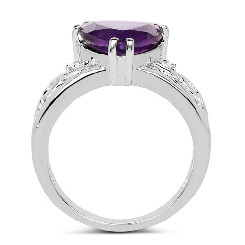 2.71 Carat Genuine Amethyst and White Topaz .925 Sterling Silver Ring on sale at MyriadMart
