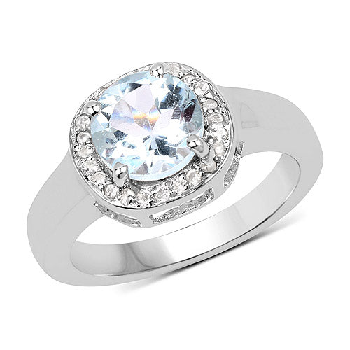 2.37 Carat Genuine Blue Topaz and White Topaz .925 Sterling Silver Ring on sale at MyriadMart