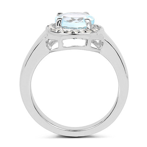 2.37 Carat Genuine Blue Topaz and White Topaz .925 Sterling Silver Ring on sale at MyriadMart