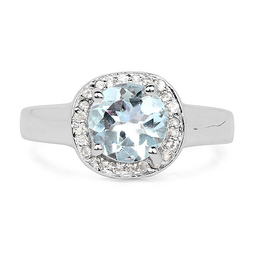 2.37 Carat Genuine Blue Topaz and White Topaz .925 Sterling Silver Ring on sale at MyriadMart