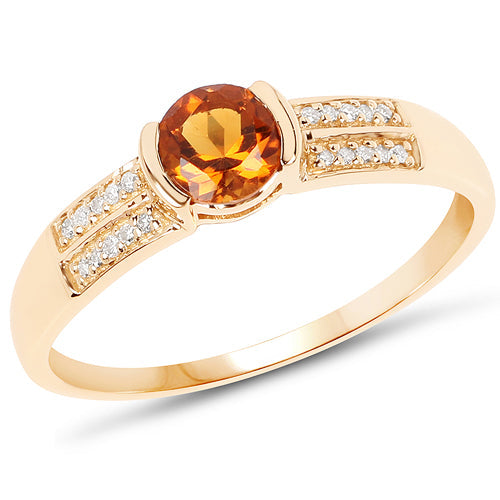 0.51 Carat Genuine Citrine and White Diamond 14K Yellow Gold Ring on sale at MyriadMart
