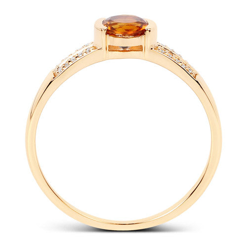 0.51 Carat Genuine Citrine and White Diamond 14K Yellow Gold Ring on sale at MyriadMart