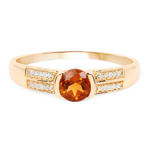 0.51 Carat Genuine Citrine and White Diamond 14K Yellow Gold Ring on sale at MyriadMart