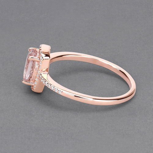 0.82 Carat Genuine Morganite and White Diamond 14K Rose Gold Ring on sale at MyriadMart