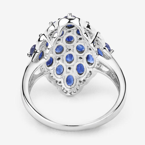 3.48 Carat Genuine Blue Sapphire and White Zircon .925 Sterling Silver Ring on sale at MyriadMart