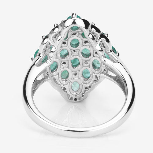 2.68 Carat Genuine Zambian Emerald and White Zircon .925 Sterling Silver Ring on sale at MyriadMart