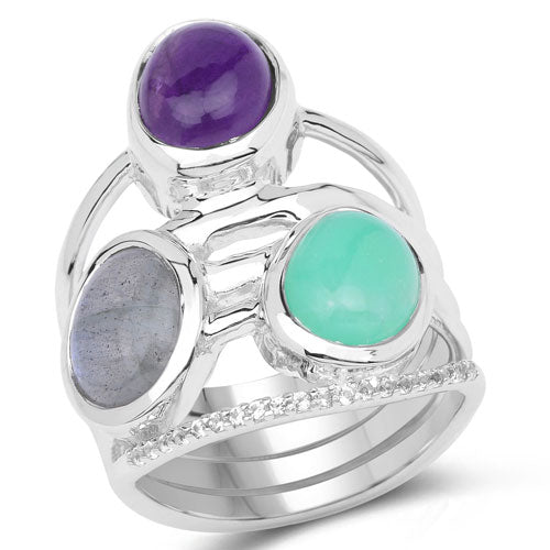 4.00 Carat Genuine Multi Stone .925 Sterling Silver Ring on sale at MyriadMart