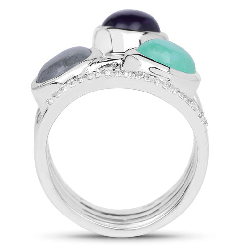 4.00 Carat Genuine Multi Stone .925 Sterling Silver Ring on sale at MyriadMart