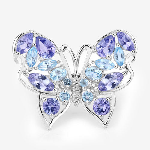 3.60 Carat Genuine Tanzanite and Swiss Blue Topaz .925 Sterling Silver Ring on sale at MyriadMart