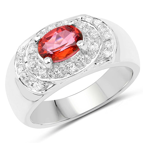 1.37 Carat Genuine Pink Topaz and White Cubic Zirconia .925 Sterling Silver Ring on sale at MyriadMart