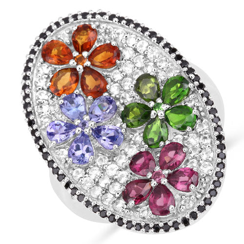 5.01 Carat Genuine Multi Stones .925 Sterling Silver Ring on sale at MyriadMart