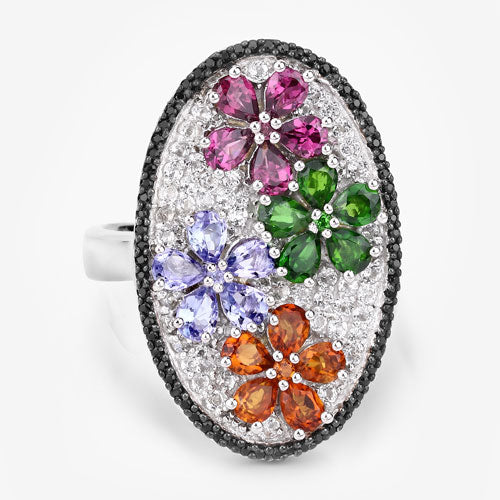 5.01 Carat Genuine Multi Stones .925 Sterling Silver Ring on sale at MyriadMart