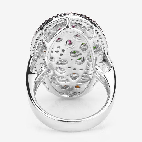 5.01 Carat Genuine Multi Stones .925 Sterling Silver Ring on sale at MyriadMart
