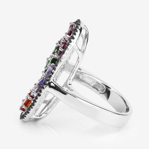 5.01 Carat Genuine Multi Stones .925 Sterling Silver Ring on sale at MyriadMart