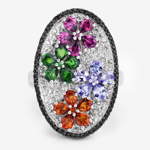 5.01 Carat Genuine Multi Stones .925 Sterling Silver Ring on sale at MyriadMart