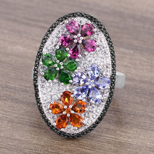 5.01 Carat Genuine Multi Stones .925 Sterling Silver Ring on sale at MyriadMart