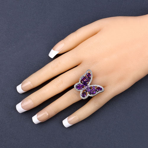 4.32 Carat Genuine Amethyst .925 Sterling Silver Ring on sale at MyriadMart