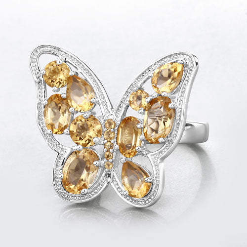 4.43 Carat Genuine Citrine .925 Sterling Silver Ring on sale at MyriadMart