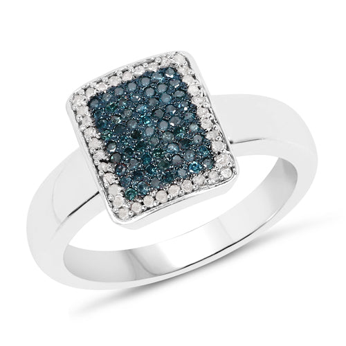 0.52 Carat Genuine Blue Diamond and White Diamond .925 Sterling Silver Ring on sale at MyriadMart
