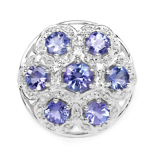2.00 Carat Genuine Tanzanite and White Zircon .925 Sterling Silver Ring on sale at MyriadMart
