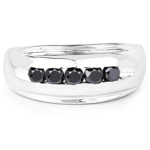 0.50 Carat Genuine Black Diamond .925 Sterling Silver Ring on sale at MyriadMart