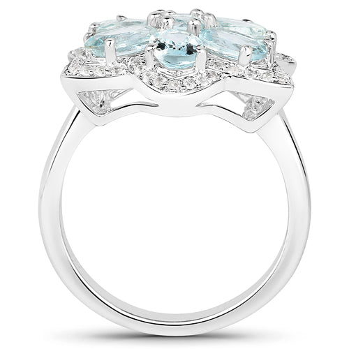 2.88 Carat Genuine Aquamarine .925 Sterling Silver Ring on sale at MyriadMart