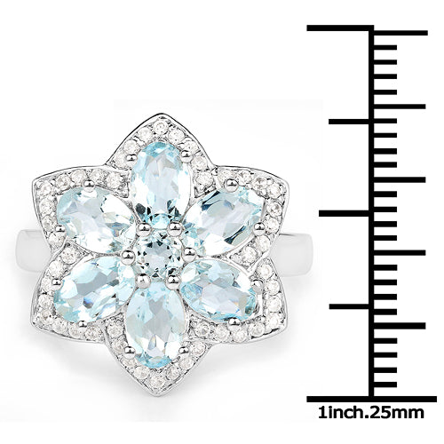 2.88 Carat Genuine Aquamarine .925 Sterling Silver Ring on sale at MyriadMart