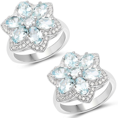 2.88 Carat Genuine Aquamarine .925 Sterling Silver Ring on sale at MyriadMart