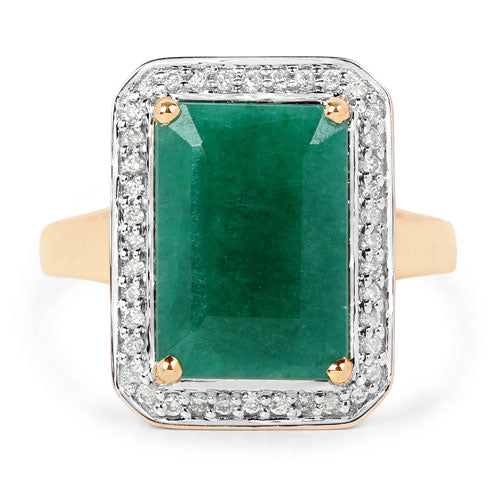 5.71 Carat Dyed Emerald and White Diamond 14K Yellow Gold Ring on sale at MyriadMart