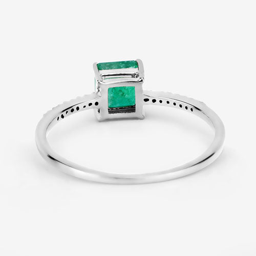 0.64 Carat Genuine Zambian Emerald and White Diamond 14K White Gold Ring on sale at MyriadMart