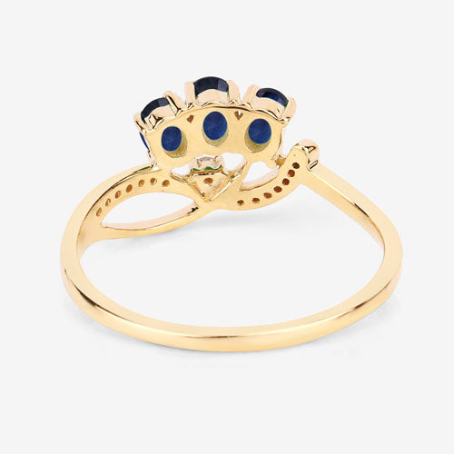 0.65 Carat Genuine Blue Sapphire and White Diamond 14K Yellow Gold Ring on sale at MyriadMart