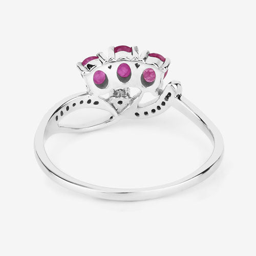 0.71 Carat Genuine Ruby and White Diamond 14K White Gold Ring on sale at MyriadMart