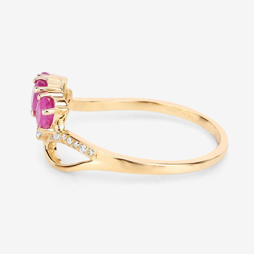 0.71 Carat Genuine Ruby and White Diamond 14K Yellow Gold Ring on sale at MyriadMart