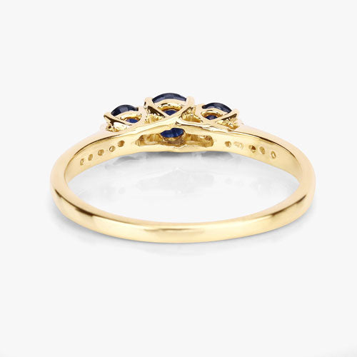 0.56 Carat Genuine Blue Sapphire and White Diamond 14K Yellow Gold Ring on sale at MyriadMart