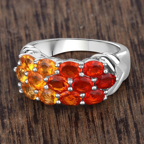 1.56 Carat Genuine Fire Opal .925 Sterling Silver Ring on sale at MyriadMart