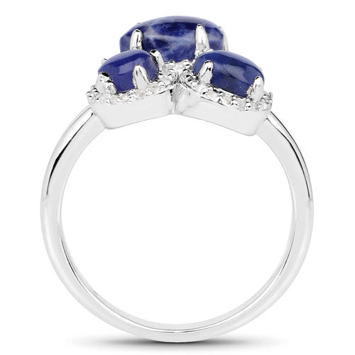 2.28 Carat Genuine Blue Aventurine And White Topaz .925 Sterling Silver Ring on sale at MyriadMart