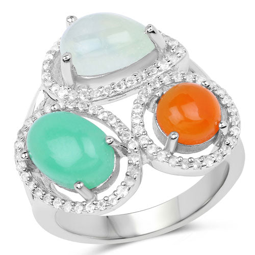 4.82 Carat Genuine Multi Stone .925 Sterling Silver Ring on sale at MyriadMart