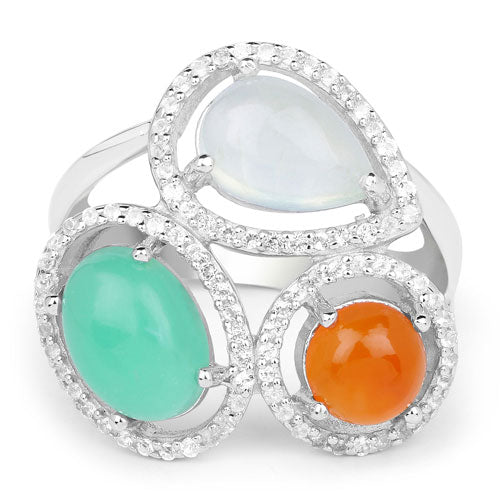 4.82 Carat Genuine Multi Stone .925 Sterling Silver Ring on sale at MyriadMart