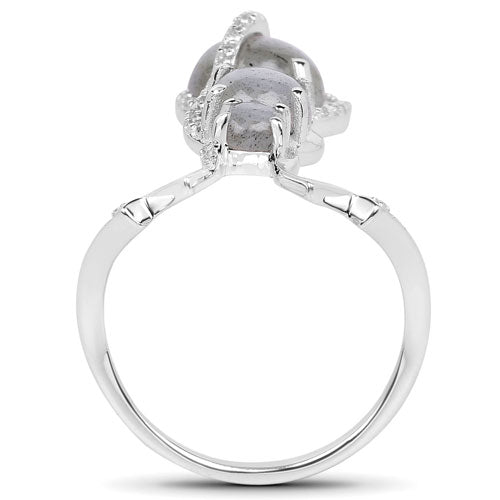 2.79 Carat Genuine Labradorite And White Topaz .925 Sterling Silver Ring on sale at MyriadMart