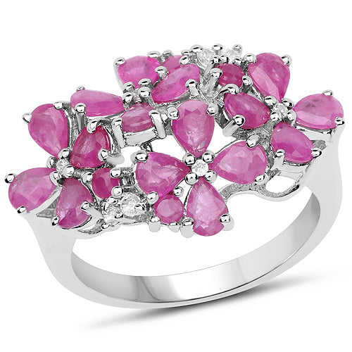3.51 Carat Genuine Ruby and White Zircon .925 Sterling Silver Ring on sale at MyriadMart